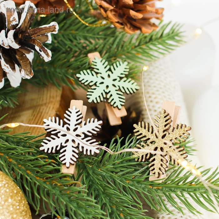 Набор прищепок «Волшебные снежинки» набор 6 шт. Набор прищепок «Волшебные снежинки» набор 6 шт.