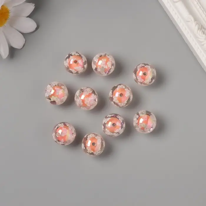 Бусина для творчества акрил Бусина для творчества акрил "Белые бабочки" мандарин 1,6х1,6х1,6 см