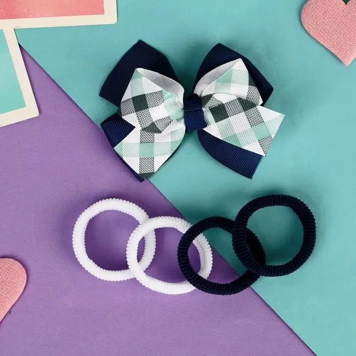 Набор для волос Набор для волос "Малютка" (4 резинки, 1 зажим) сине-белый