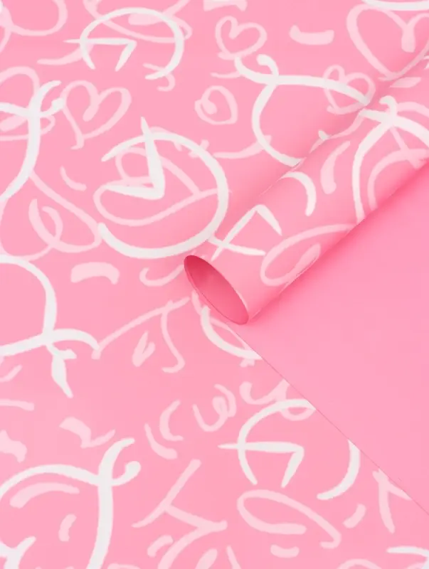 Плёнка флористическая для цветов, &laquo;Сердца&raquo;, розовая, 57&times;57 см
