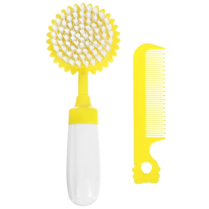 Набор расчёсок с погремушкой «Львёнок», 2 предмета: расчёска с зубчиками + щётка
