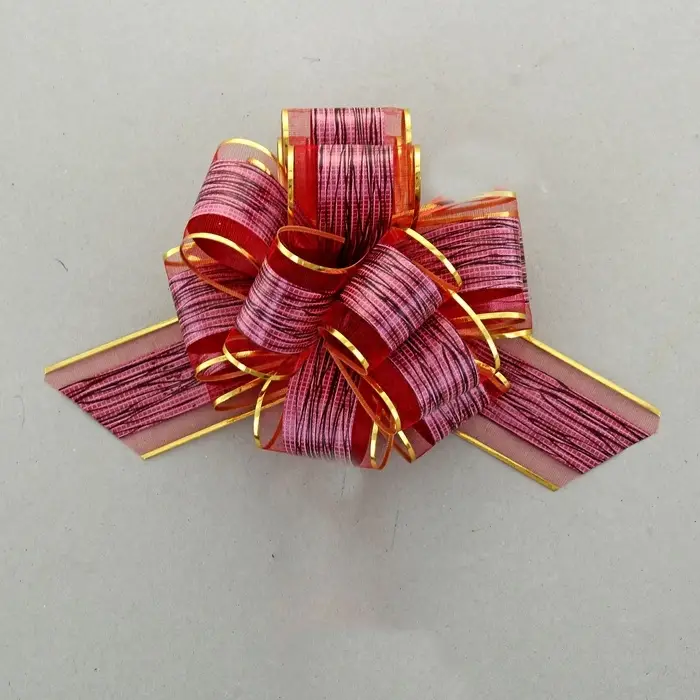 Подарочный бант - шар №5 &laquo;Узор&raquo;, красный, для упаковки подарков