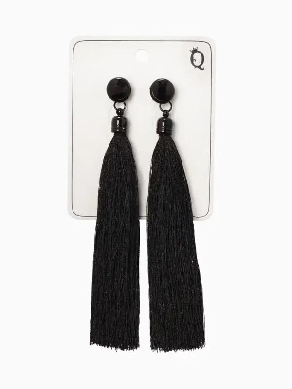 Серьги &laquo;Кисти&raquo;, цвет чёрный, L кисти 9 см