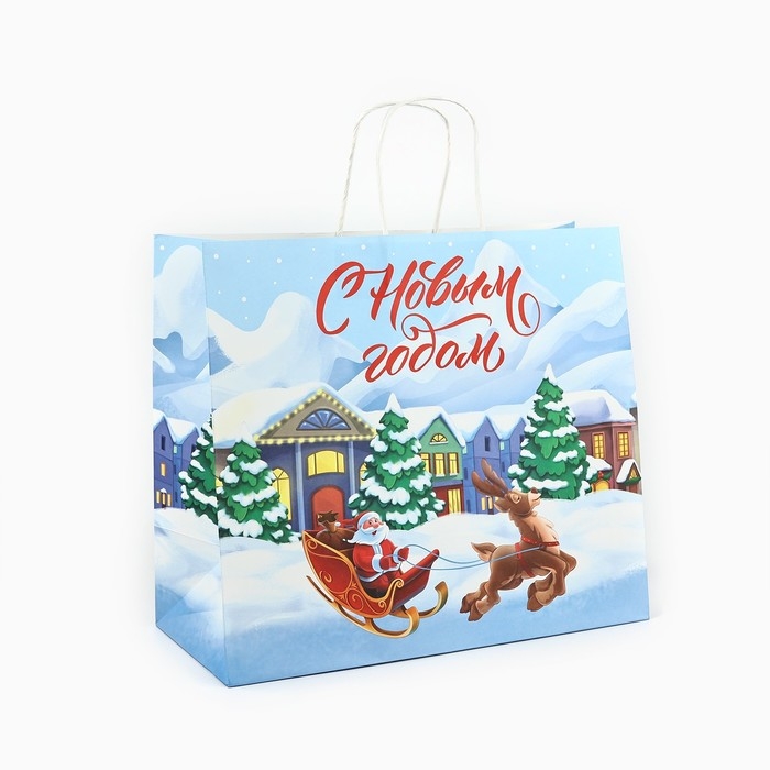 Пакет подарочный новогодний крафтовый «С Новым годом», 28 х 15 х 32 см , Новый год Пакет подарочный новогодний крафтовый «С Новым годом», 28 х 15 х 32 см , Новый год