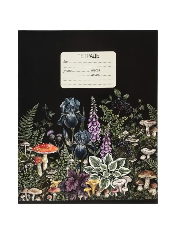 Тетрадь 10 штук, 12 листов в клетку Calligrata &laquo;Грибы&raquo;, блок офсет, 5 видов