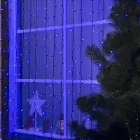 Гирлянда &laquo;Занавес&raquo; 2&times;3 м, IP44, УМС, тёмная нить, 760 LED, свечение синее, 220 В