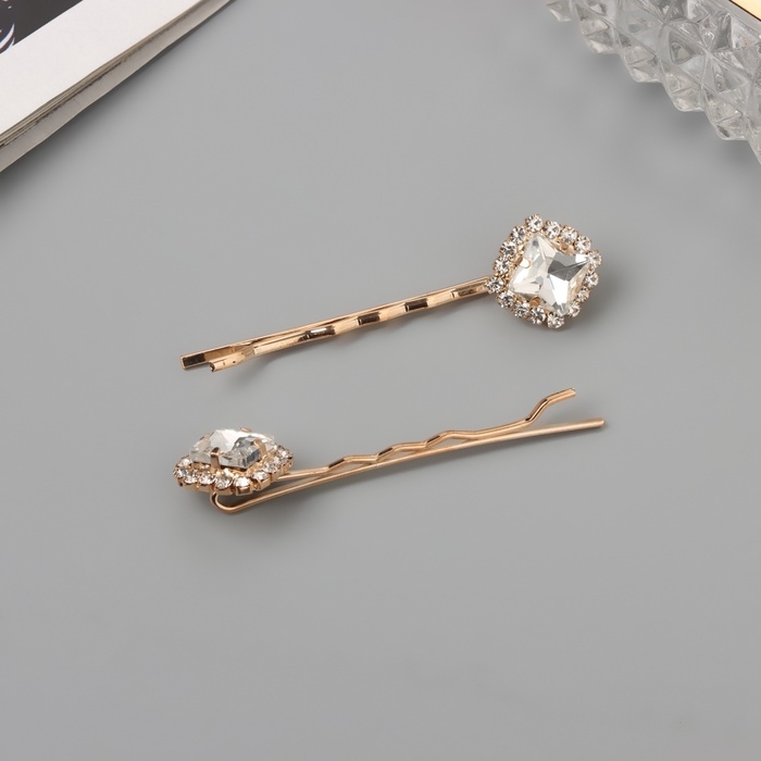 Невидимка для волос «Морвен» (набор 2 шт) нежность, 5 см, золото Невидимка для волос «Морвен» (набор 2 шт) нежность, 5 см, золото