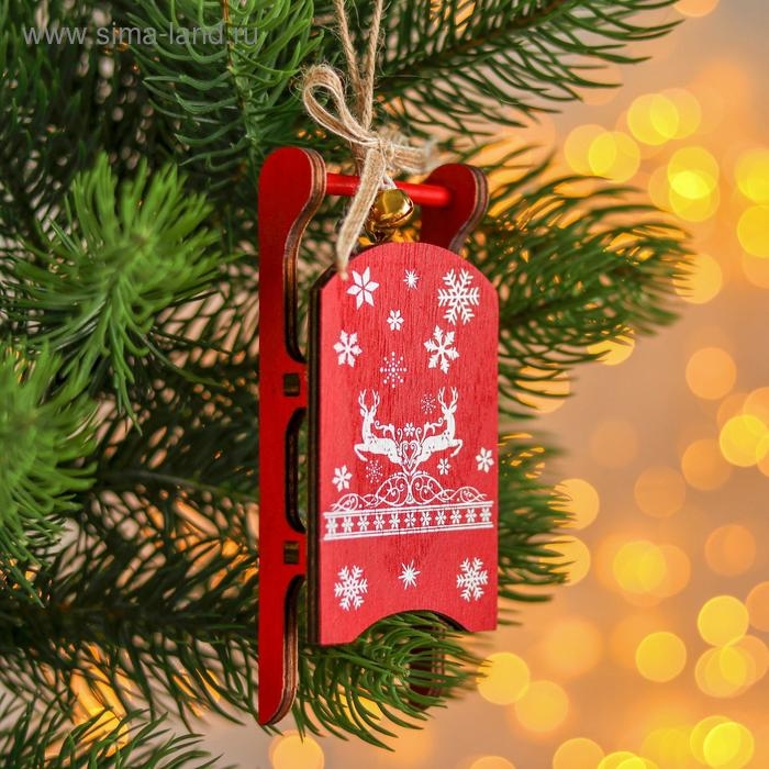 Новогодняя подвеска «Санки с узорами» 2,3х5,5х13 см Новогодняя подвеска «Санки с узорами» 2,3х5,5х13 см