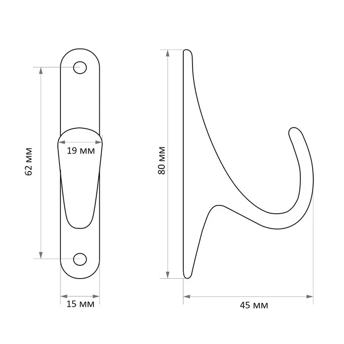 Крючок мебельный CAPPIO STANDART, однорожковый, цвет золото Крючок мебельный CAPPIO STANDART, однорожковый, цвет золото