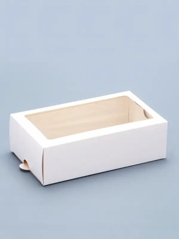 Коробка кондитерская для макарун, с ложементом и окном, белая 18&times;10.7&times;5.5 с м