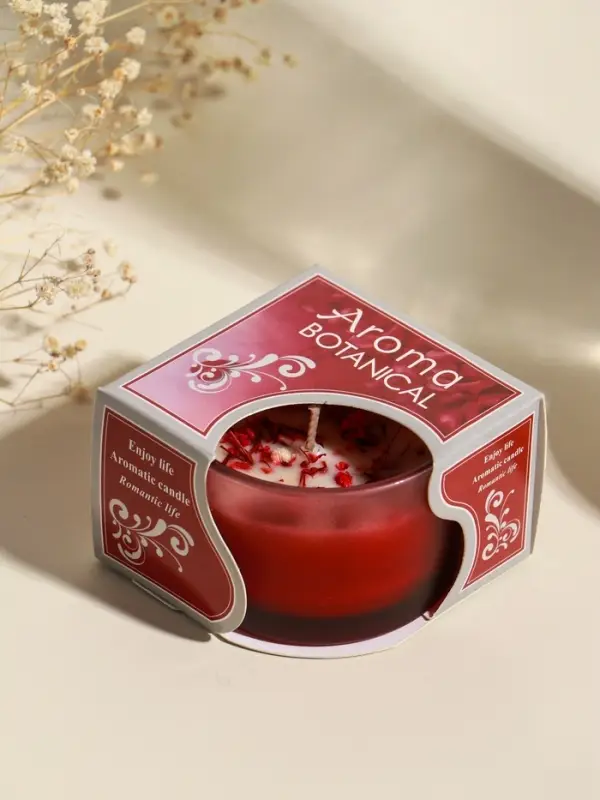 Свеча ароматическая в стакане Свеча ароматическая в стакане "Aroma botanical" сухоцветы красные, роза 7,5х7,5х5 см