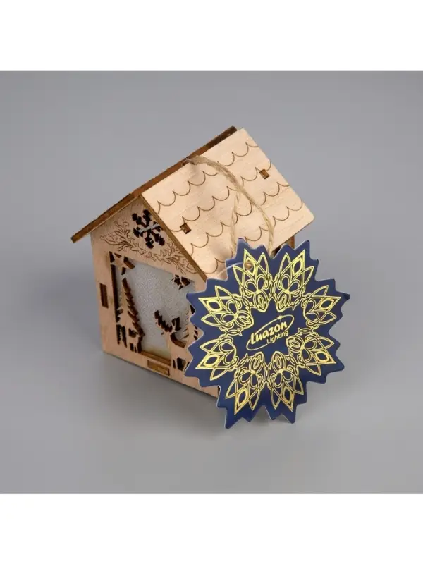 Ёлочная игрушка &laquo;Домик с оленем&raquo;, 8&times;5&times;6 см, 1 LED, от батареек, свечение тёплое белое