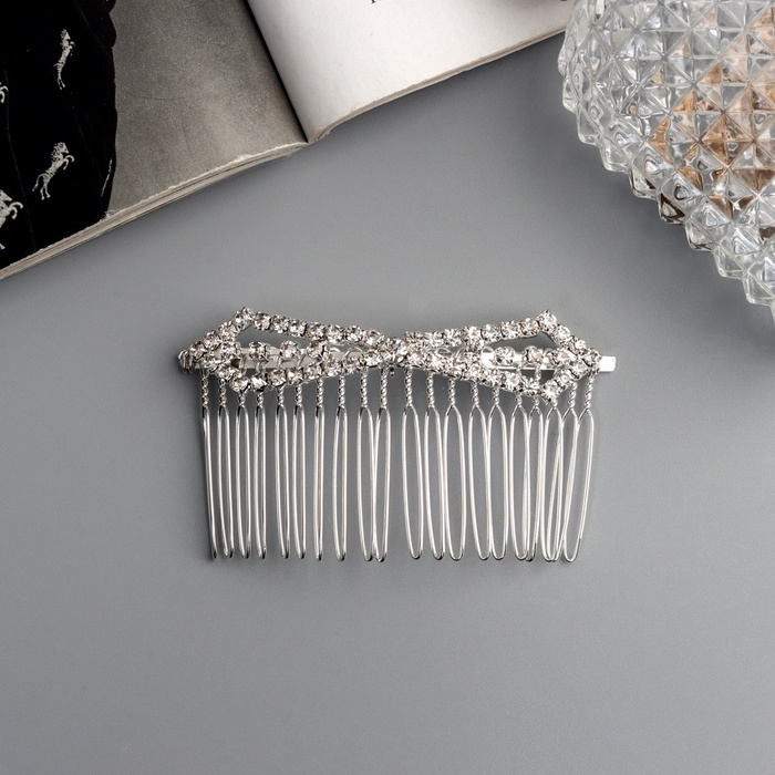 Гребень для волос  Гребень для волос "Медея" бант углы, 8х4 см, серебро