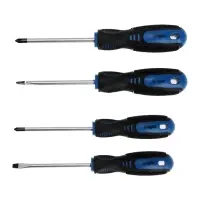 Набор отверток ТУНДРА, CrV, хром, магнит, 2К рукоятки, PH1, PH2, SL5, SL6&times;100 мм, 4 шт.