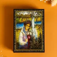 Шкатулка «Русская красавица», 10×14 см, лаковая миниатюра