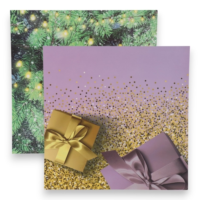 Фотофон двусторонний картон плотность 350 гр Фотофон двусторонний картон плотность 350 гр "Ёлочные ветки и подарки" 50х50 см