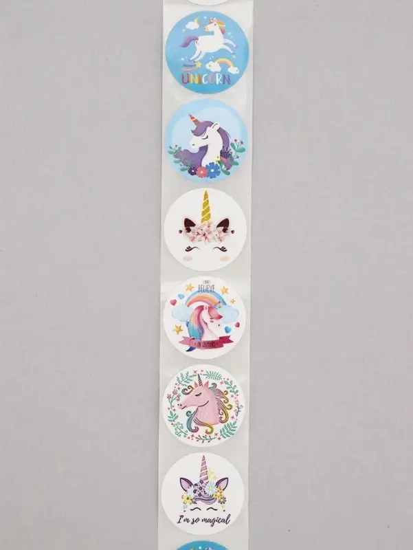 Наклейки в рулоне &laquo;Единорожки&raquo;, 500 шт., 2.5&times;2.5 см
