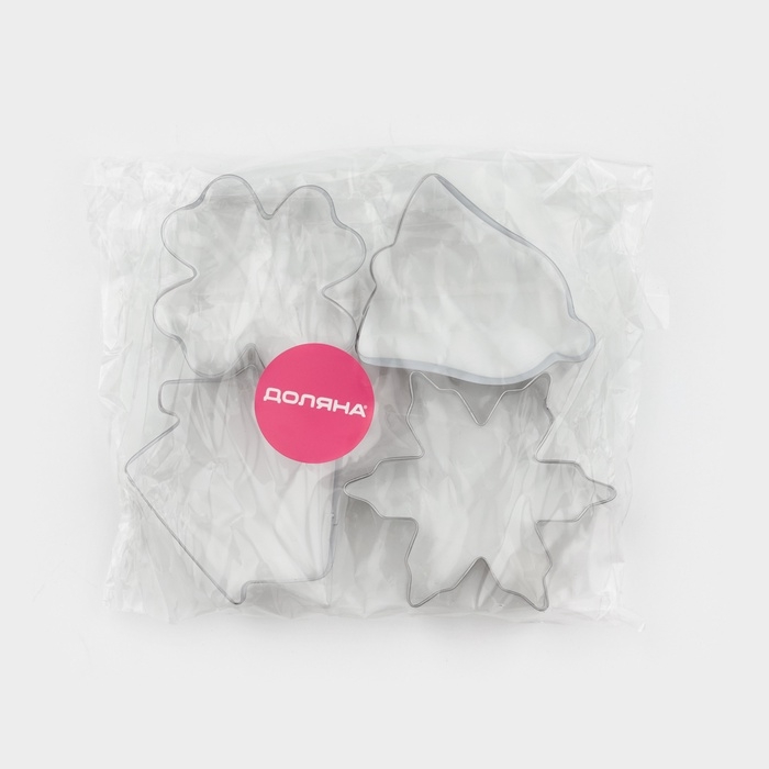 Набор форм для вырезания печенья Доляна «Снежинка. Домик. Колокольчик. Клевер», 4 шт Набор форм для вырезания печенья Доляна «Снежинка. Домик. Колокольчик. Клевер», 4 шт