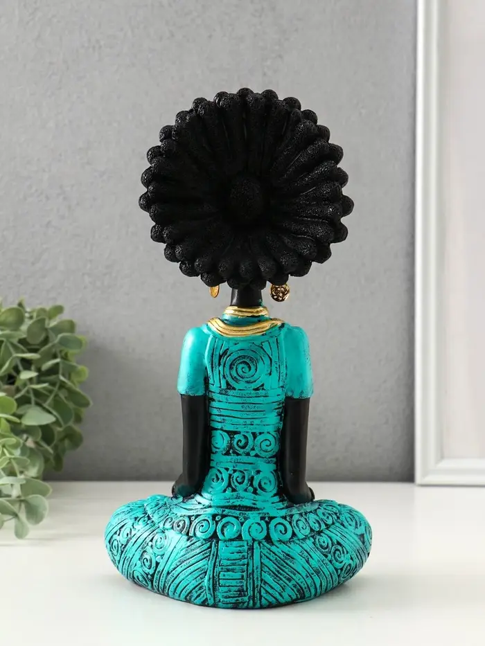 Сувенир полистоун "Африканка в бирюзовом наряде" чёрный 14,5х10х26,5 см Сувенир полистоун "Африканка в бирюзовом наряде" чёрный 14,5х10х26,5 см
