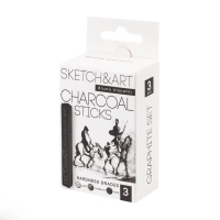 Уголь для рисования пресс SKETCH&ART черн мягк,средн,твердый 3шт/наб 25-001