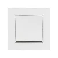 Выключатель проходной TOT Matte Glass, 10 А, 1 клавиша, скрытый монтаж, стеклянная рамка, серебристый