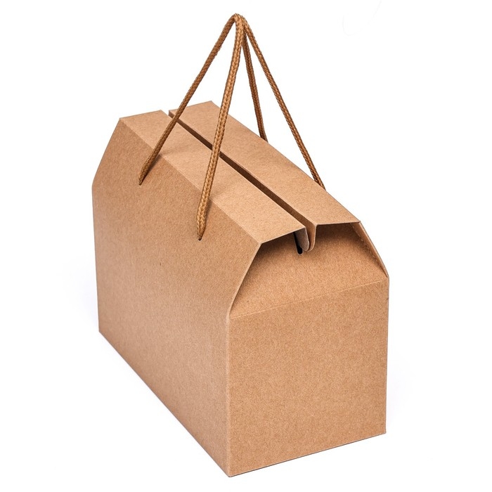Коробка-пакет, с ручками, крафт, 20 х 15 х 11 см Коробка-пакет, с ручками, крафт, 20 х 15 х 11 см