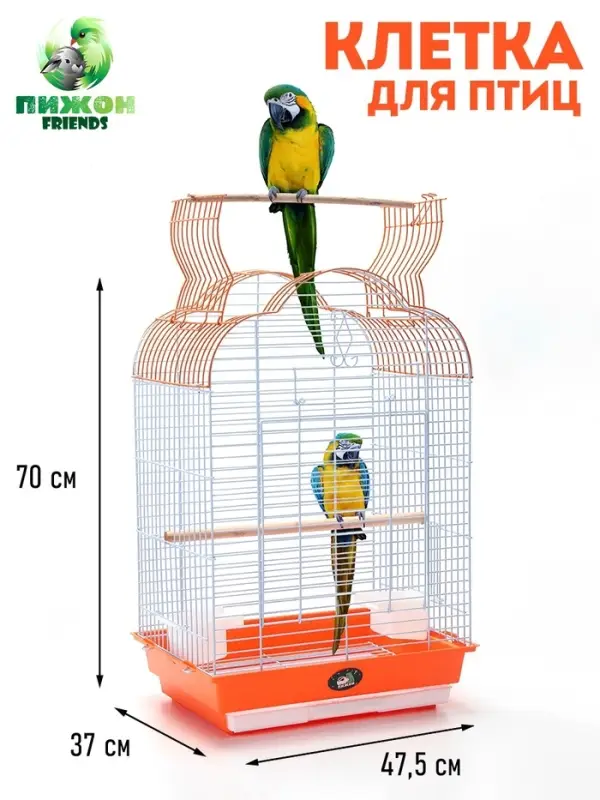Клетка для птиц, Bd-3/1o, раскрывающаяся крыша, 47.5&times;37&times;70 см, оранжевая