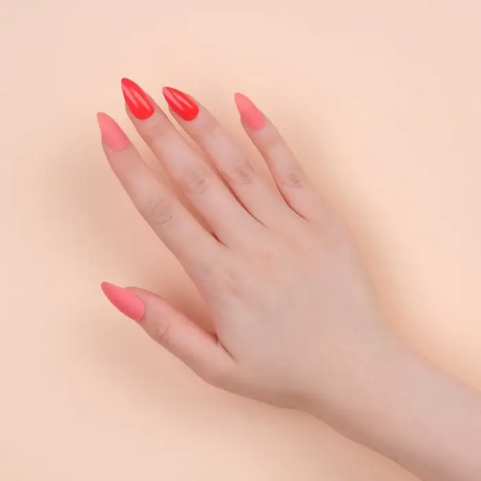 Накладные ногти, 24 шт., с клеевыми пластинами, форма миндаль, цвет неоновые/матовые, розовые