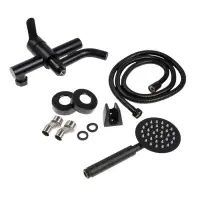 Смеситель для ванны ZEIN Z3491, изогнутый излив, душевой набор, нержавеющая сталь, черный