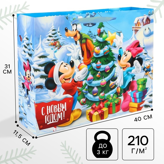 Новый год. Пакет подарочный, 31х40х11.5 см, упаковка, Микки Маус Новый год. Пакет подарочный, 31х40х11.5 см, упаковка, Микки Маус