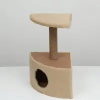 Домик для животных угловой, 35&times;35&times;64 см, джут, бежевый