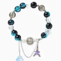 Браслет с подвесками &laquo;Сахарный. Башня с цветами&raquo;, d=6 см, шар №10/8, чёрный, синий в серебре