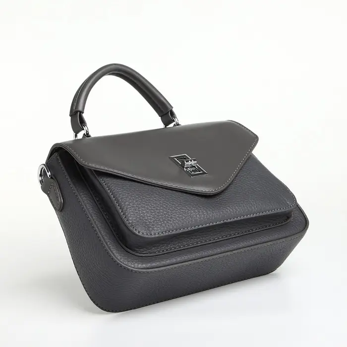 Сумка женская мессенджер TEXTURA на клапане, 24&times;7&times;16 см, тёмно-серая