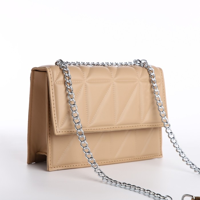 Сумка женская на клапане, 22х15х6 см, цвет бежевый Сумка женская на клапане, 22х15х6 см, цвет бежевый