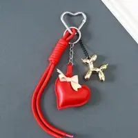 Брелок на карабине кожзам, текстиль "Сердце и собачка" с узлом 21х6,8х2,5 см