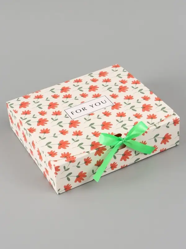 Коробка подарочная самосборная For you, 20&times;18&times;5 см, с лентой