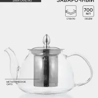 Чайник заварочный Magistro &laquo;Жак&raquo;, 700 мл, 19&times;12&times;12 см, с металлическим ситом, стекло, прозрачный