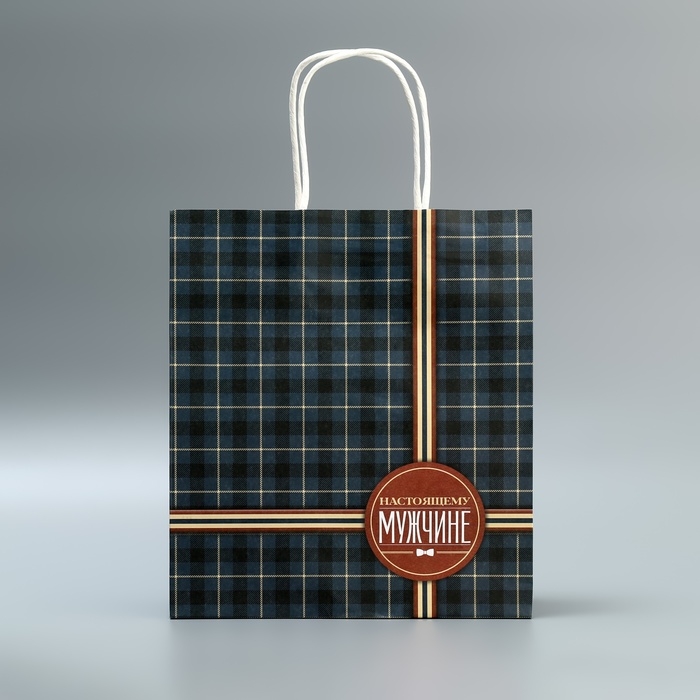 Пакет подарочный крафтовый, упаковка, «Клетка», 22 х 25 х 12 см Пакет подарочный крафтовый, упаковка, «Клетка», 22 х 25 х 12 см