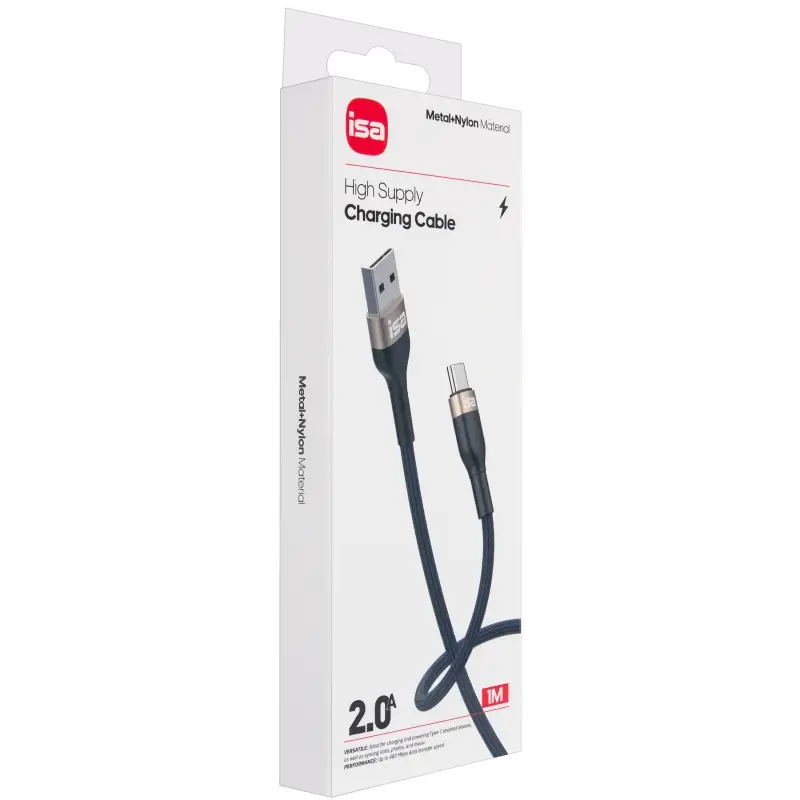 Кабель USB на Type-C 1m 2A BX-5 ISA сине-золотой