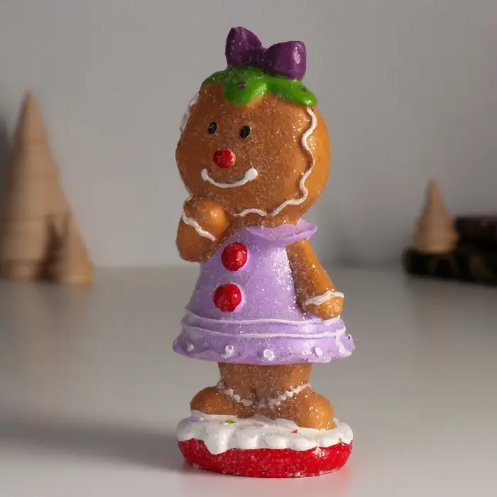 Фигурка полистоун &laquo;Пряничка в сиреневом платье, с бантиком&raquo;, 5.5&times;6.5&times;15 см