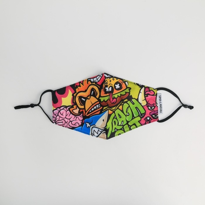 Маска тканевая с регулирующимися завязками  Маска тканевая с регулирующимися завязками "TRASH"