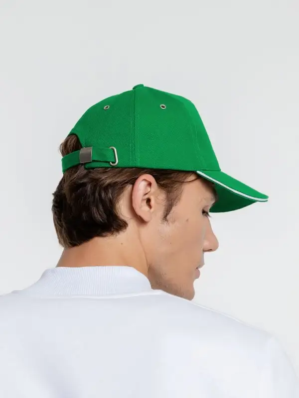 Бейсболка Classic, ярко-зеленая с белым кантом Бейсболка Classic, ярко-зеленая с белым кантом