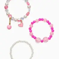 Браслет детский «Выбражулька», 3 шт. набор, сердце с подвеской, жемчуг, цветной Браслет детский «Выбражулька», 3 шт. набор, сердце с подвеской, жемчуг, цветной