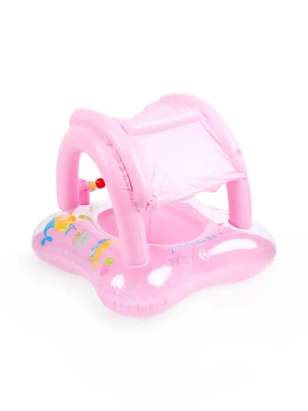 Круг для плавания детский с погремушкой 70 см, цвет розовый