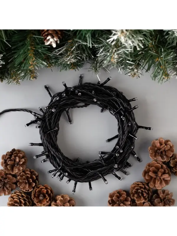 Гирлянда &laquo;Нить&raquo; 10 м, IP44, тёмная нить, 100 LED, свечение мульти, 8 режимов, 220 В