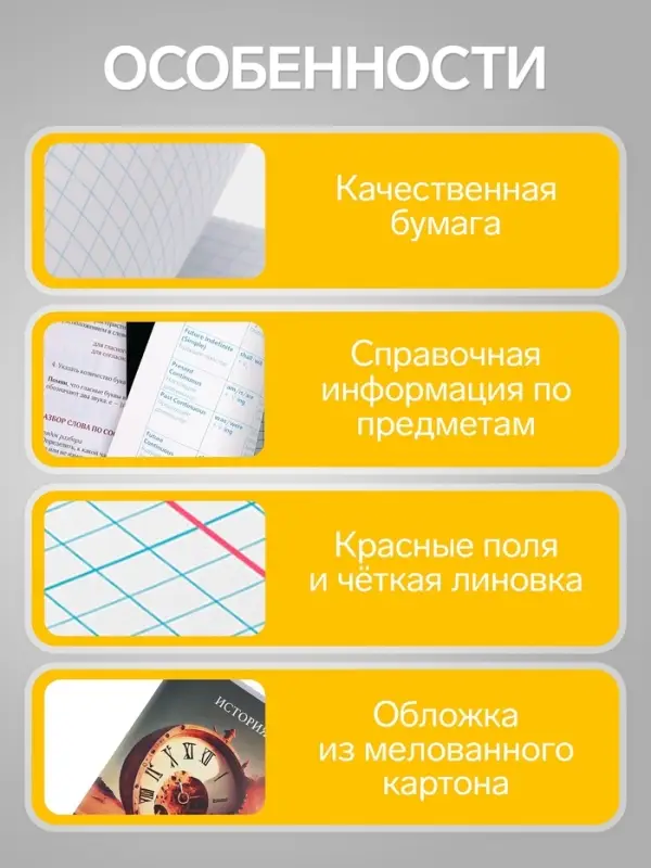 Предметная тетрадь по истории Calligrata TOP &laquo;Школьный стиль&raquo;, 48 листов, в клетку, со справочным материалом, пластиковая обложка