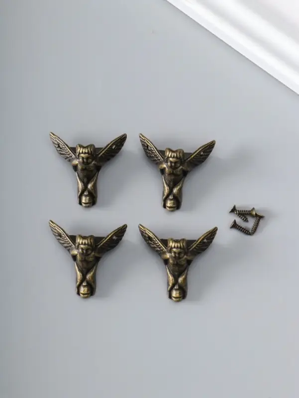 Уголок (ножка) для шкатулки металл &laquo;Ангел&raquo;, набор 4 шт., бронза, 2.3&times;2.6&times;1 см