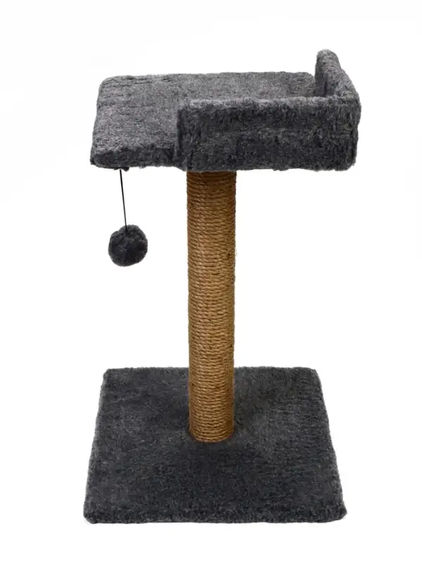 Когтеточка - столбик Petmil &laquo;Релакс&raquo;, 60&times;35&times;35 см, с полкой - лежанкой и игрушкой, джут, серая