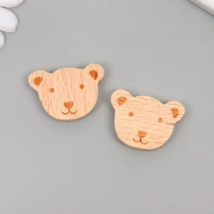 Бусина для творчества дерево "Мишка" 3,5х2,6 см