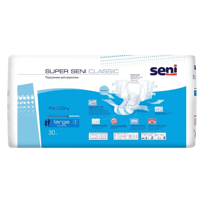 Подгузники для взрослых Super Seni Classic Large, 30 шт Подгузники для взрослых Super Seni Classic Large, 30 шт